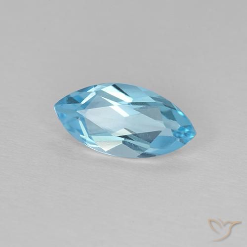 Topazio Celeste naturale da 1.38 ct, Taglio marquise, VVS-VS