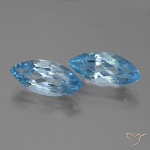 Gemme di Topazio Blu svizzero naturale da 7.51 ct, Taglio marquise, VVS