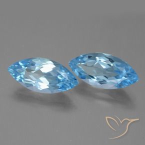 Gemme di Topazio Celeste naturale da 7.36 ct, Taglio marquise, VVS