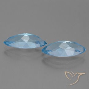 Gemme di Topazio Celeste naturale da 7.36 ct, Taglio marquise, VVS