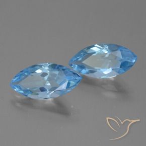 Gemme di Topazio Blu svizzero naturale da 7.07 ct, Taglio marquise, VVS
