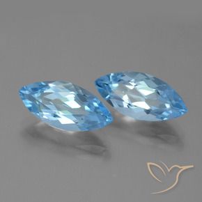 Gemme di Topazio Celeste naturale da 7.40 ct, Taglio marquise, VVS
