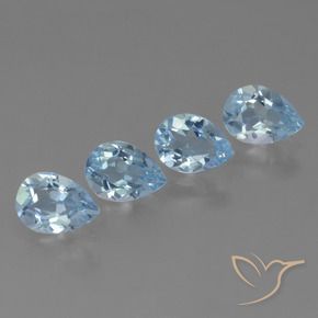 Gemme di Topazio Celeste naturale da 3.51 ct, Forma a pera, VVS-VS