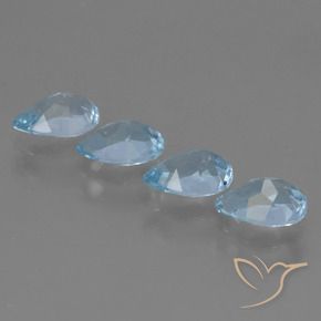 Gemme di Topazio Celeste naturale da 3.51 ct, Forma a pera, VVS-VS