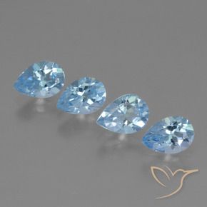 Gemme di Topazio Celeste naturale da 3.33 ct, Forma a pera, VVS-VS