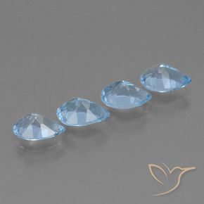Gemme di Topazio Celeste naturale da 3.33 ct, Forma a pera, VVS-VS