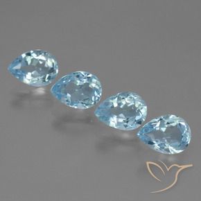 Gemme di Topazio Celeste naturale da 3.59 ct, Forma a pera, VVS-VS