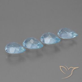 Gemme di Topazio Celeste naturale da 3.59 ct, Forma a pera, VVS-VS
