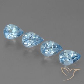 Gemme di Topazio Blu svizzero naturale da 3.41 ct, Forma a pera, VVS-VS