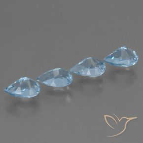 Gemme di Topazio Blu svizzero naturale da 3.41 ct, Forma a pera, VVS-VS