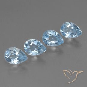 Gemme di Topazio Celeste naturale da 3.31 ct, Forma a pera, VVS-VS