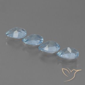 Gemme di Topazio Celeste naturale da 3.31 ct, Forma a pera, VVS-VS