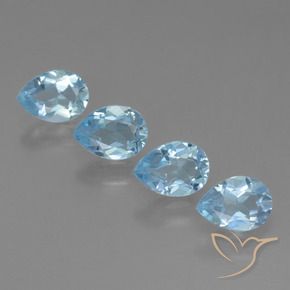 Gemme di Topazio Blu svizzero naturale da 3.35 ct, Forma a pera, VVS-VS