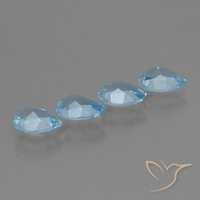 Gemme di Topazio Blu svizzero naturale da 3.35 ct, Forma a pera, VVS-VS