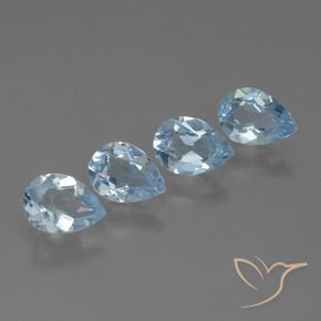 Gemme di Topazio Celeste naturale da 3.02 ct, Forma a pera, VVS-VS