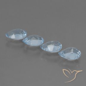 Gemme di Topazio Celeste naturale da 3.02 ct, Forma a pera, VVS-VS