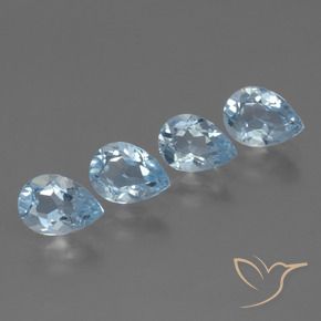 Gemme di Topazio Celeste naturale da 3.45 ct, Forma a pera, VVS-VS