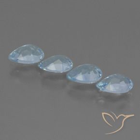 Gemme di Topazio Celeste naturale da 3.45 ct, Forma a pera, VVS-VS