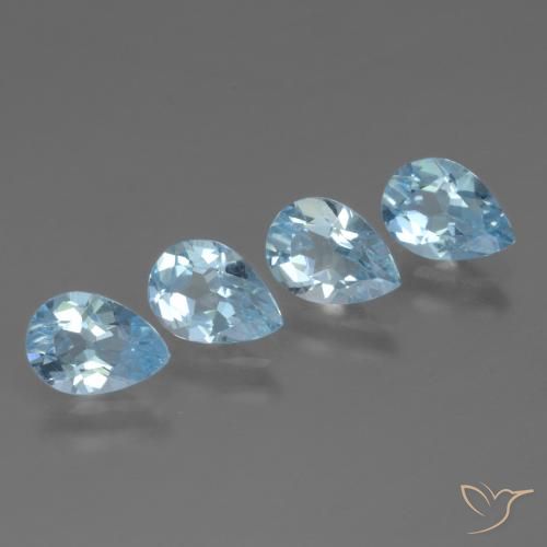 Gemme di Topazio Blu svizzero naturale da 3.28 ct, Forma a pera, VVS-VS