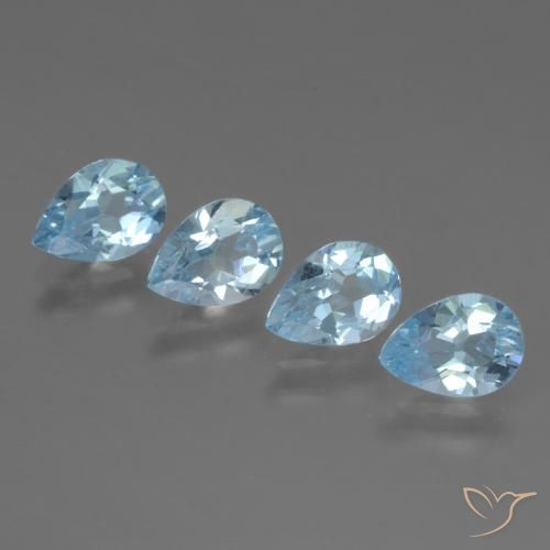 Gemme di Topazio Blu svizzero naturale da 3.28 ct, Forma a pera, VVS-VS