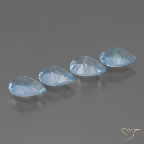 Gemme di Topazio Blu svizzero naturale da 3.28 ct, Forma a pera, VVS-VS