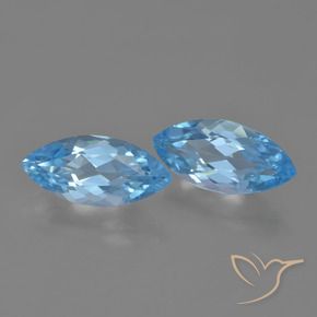 Gemme di Topazio Blu svizzero naturale da 7.46 ct, Taglio marquise, VVS-VS