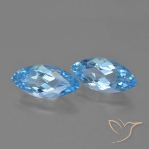 Gemme di Topazio Blu svizzero naturale da 7.06 ct, Taglio marquise, VVS