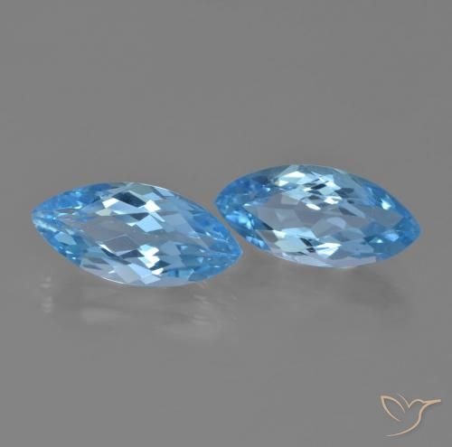Gemme di Topazio Blu svizzero naturale da 7.80 ct, Taglio marquise, VVS-VS