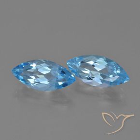 Gemme di Topazio Blu svizzero naturale da 7.26 ct, Taglio marquise, VVS