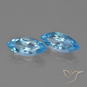 Gemme di Topazio Blu svizzero naturale da 7.35 ct, Taglio marquise, VVS