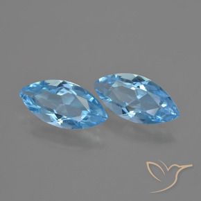 Gemme di Topazio Blu svizzero naturale da 6.94 ct, Taglio marquise, VVS-VS