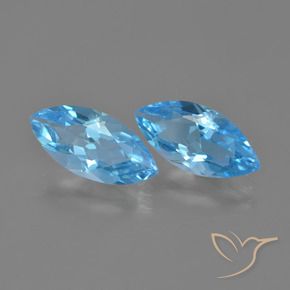 Gemme di Topazio Blu svizzero naturale da 7.06 ct, Taglio marquise, VVS-VS