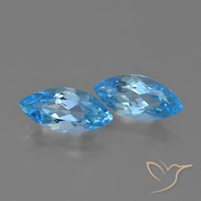 Gemme di Topazio Blu svizzero naturale da 7.54 ct, Taglio marquise, VVS-VS