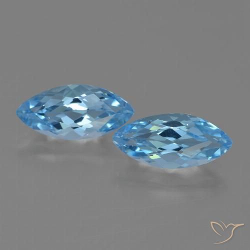 7.63ctw Naturale Blu svizzero Topazio, Taglio marquise, VVS-VS