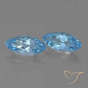 Gemme di Topazio Blu svizzero naturale da 7.63 ct, Taglio marquise, VVS-VS