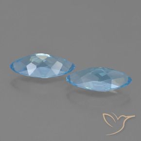 Gemme di Topazio Blu svizzero naturale da 7.63 ct, Taglio marquise, VVS-VS