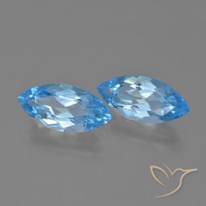 Gemme di Topazio Blu svizzero naturale da 7.66 ct, Taglio marquise, VVS