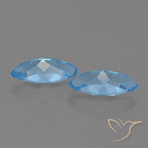 Gemme di Topazio Blu svizzero naturale da 7.66 ct, Taglio marquise, VVS