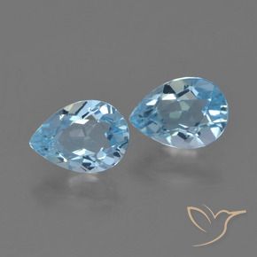 Gemme di Topazio Celeste naturale da 1.71 ct, Forma a pera, VS