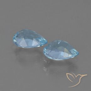 Gemme di Topazio Celeste naturale da 1.71 ct, Forma a pera, VS
