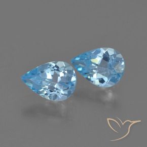 Gemme di Topazio Celeste naturale da 1.36 ct, Forma a pera, VS