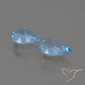 Gemme di Topazio Celeste naturale da 1.36 ct, Forma a pera, VS