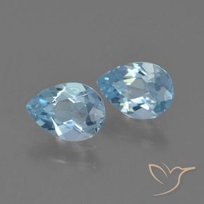 Gemme di Topazio Celeste naturale da 1.61 ct, Forma a pera, VS