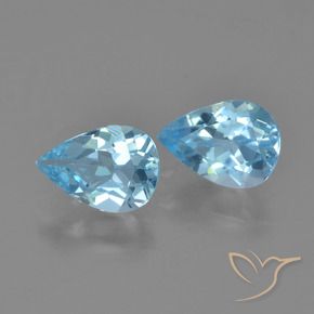 Gemme di Topazio Celeste naturale da 1.60 ct, Forma a pera, VS