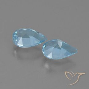 Gemme di Topazio Celeste naturale da 1.60 ct, Forma a pera, VS