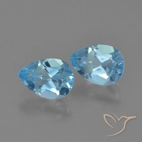Gemme di Topazio Blu svizzero naturale da 1.75 ct, Forma a pera, VS