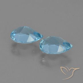 Gemme di Topazio Blu svizzero naturale da 1.75 ct, Forma a pera, VS