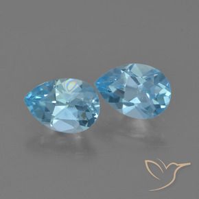 Gemme di Topazio Celeste naturale da 1.57 ct, Forma a pera, VS