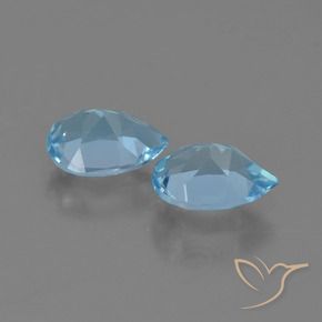 Gemme di Topazio Celeste naturale da 1.57 ct, Forma a pera, VS