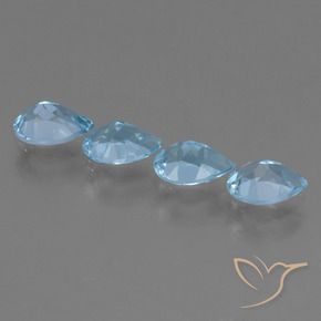 Gemme di Topazio Celeste naturale da 3.15 ct, Forma a pera, VVS-VS